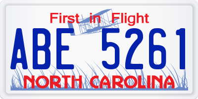 NC license plate ABE5261