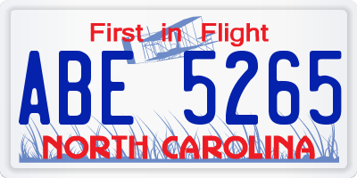NC license plate ABE5265