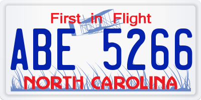 NC license plate ABE5266
