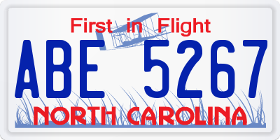 NC license plate ABE5267