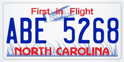 NC license plate ABE5268