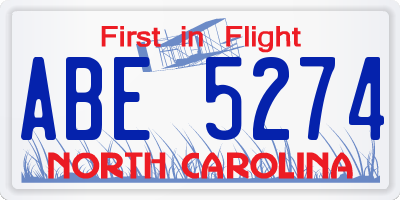 NC license plate ABE5274
