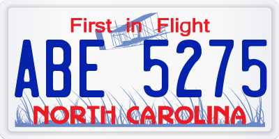 NC license plate ABE5275