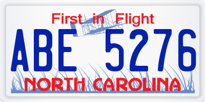 NC license plate ABE5276