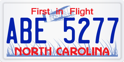 NC license plate ABE5277