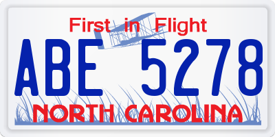 NC license plate ABE5278