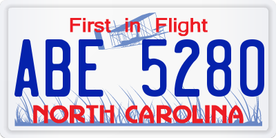 NC license plate ABE5280