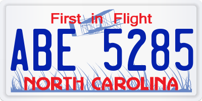 NC license plate ABE5285