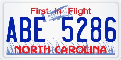 NC license plate ABE5286
