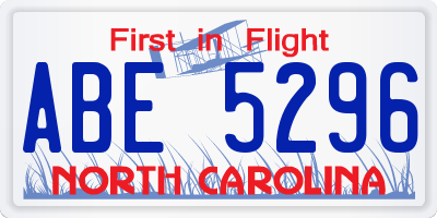 NC license plate ABE5296