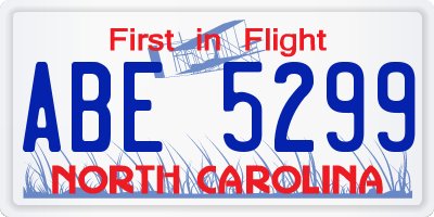 NC license plate ABE5299