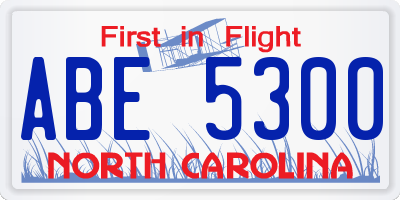 NC license plate ABE5300