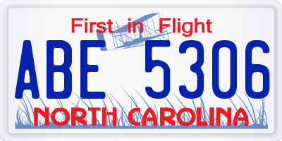 NC license plate ABE5306