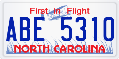NC license plate ABE5310