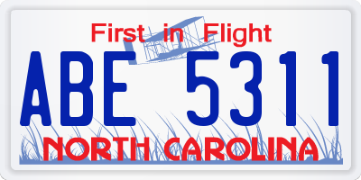 NC license plate ABE5311