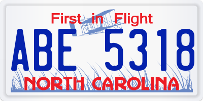 NC license plate ABE5318