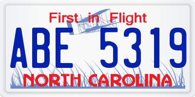 NC license plate ABE5319