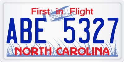 NC license plate ABE5327