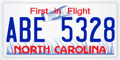 NC license plate ABE5328
