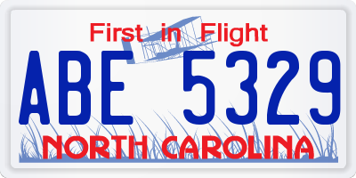 NC license plate ABE5329