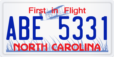 NC license plate ABE5331