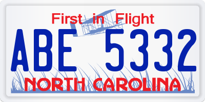 NC license plate ABE5332