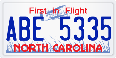 NC license plate ABE5335