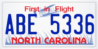 NC license plate ABE5336