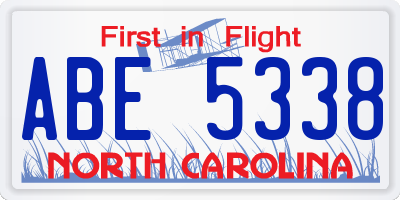 NC license plate ABE5338