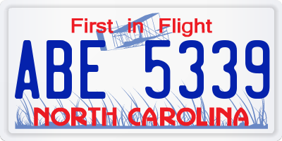 NC license plate ABE5339