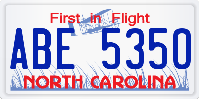 NC license plate ABE5350