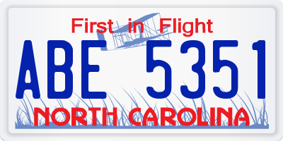 NC license plate ABE5351