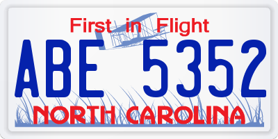 NC license plate ABE5352