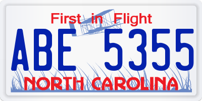 NC license plate ABE5355