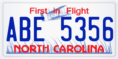 NC license plate ABE5356