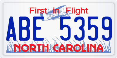 NC license plate ABE5359