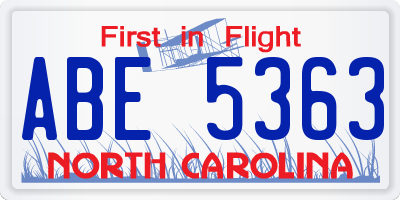 NC license plate ABE5363