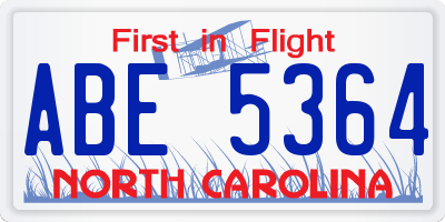NC license plate ABE5364