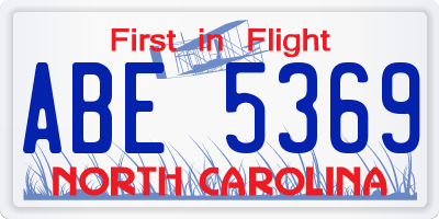 NC license plate ABE5369