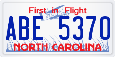 NC license plate ABE5370