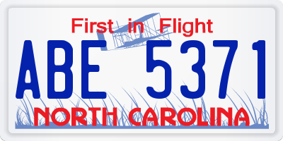 NC license plate ABE5371