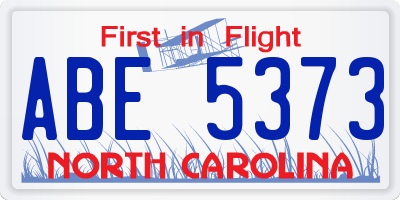 NC license plate ABE5373