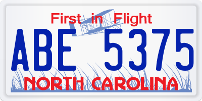 NC license plate ABE5375