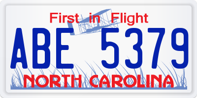 NC license plate ABE5379