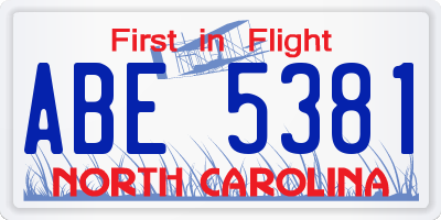 NC license plate ABE5381