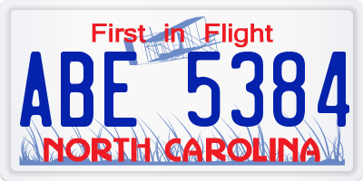 NC license plate ABE5384