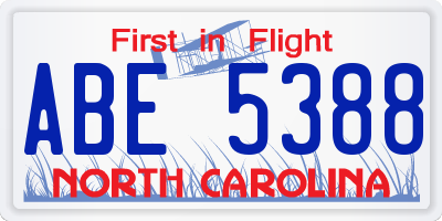 NC license plate ABE5388