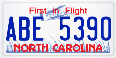NC license plate ABE5390