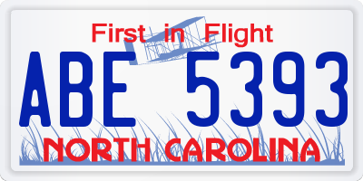 NC license plate ABE5393