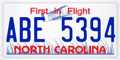 NC license plate ABE5394